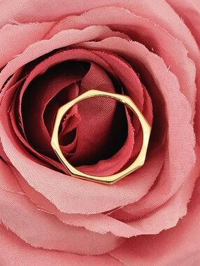 Monica Vinader Ring Size 7 Gold Octagon Stacking Recycled 18k Gold Vermeil Plate